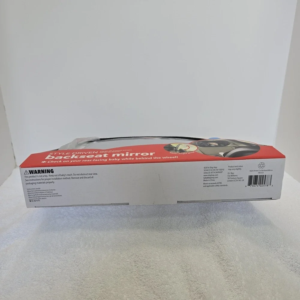 Skip Hop Backseat Mirror, For Rear-facing Car Seat, Black Faux Leather Trim, NIB